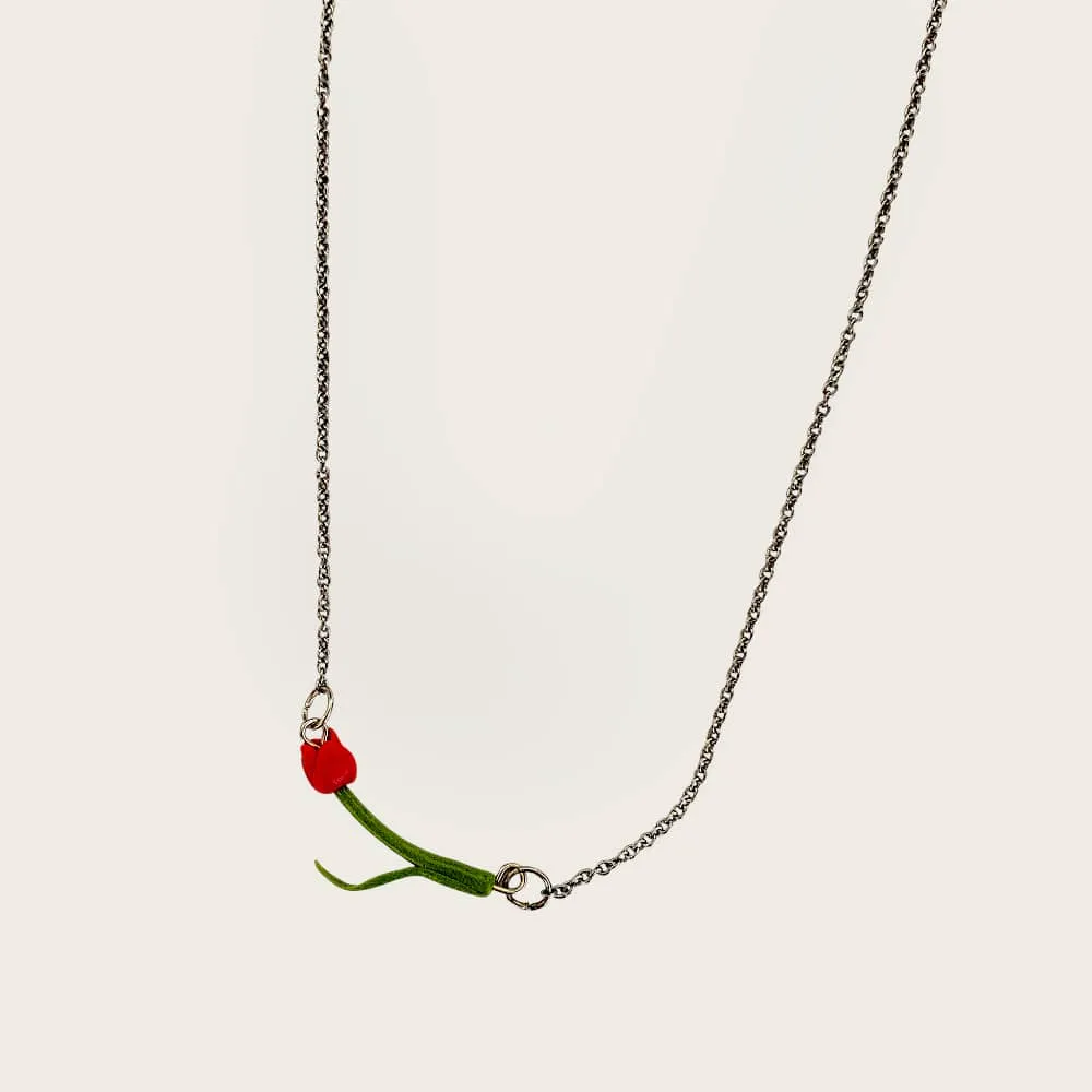 Collar Tulipanes ceramica fria (Rojo)