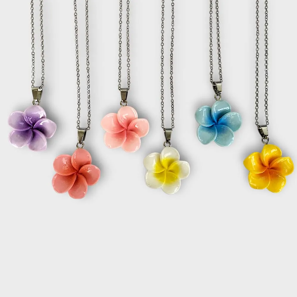 Collar Plumerias acero inoxidable (Amarillo)