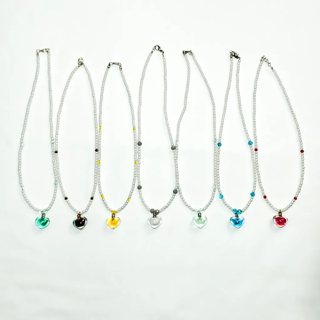 Collar corazon craquelado (Rojo)