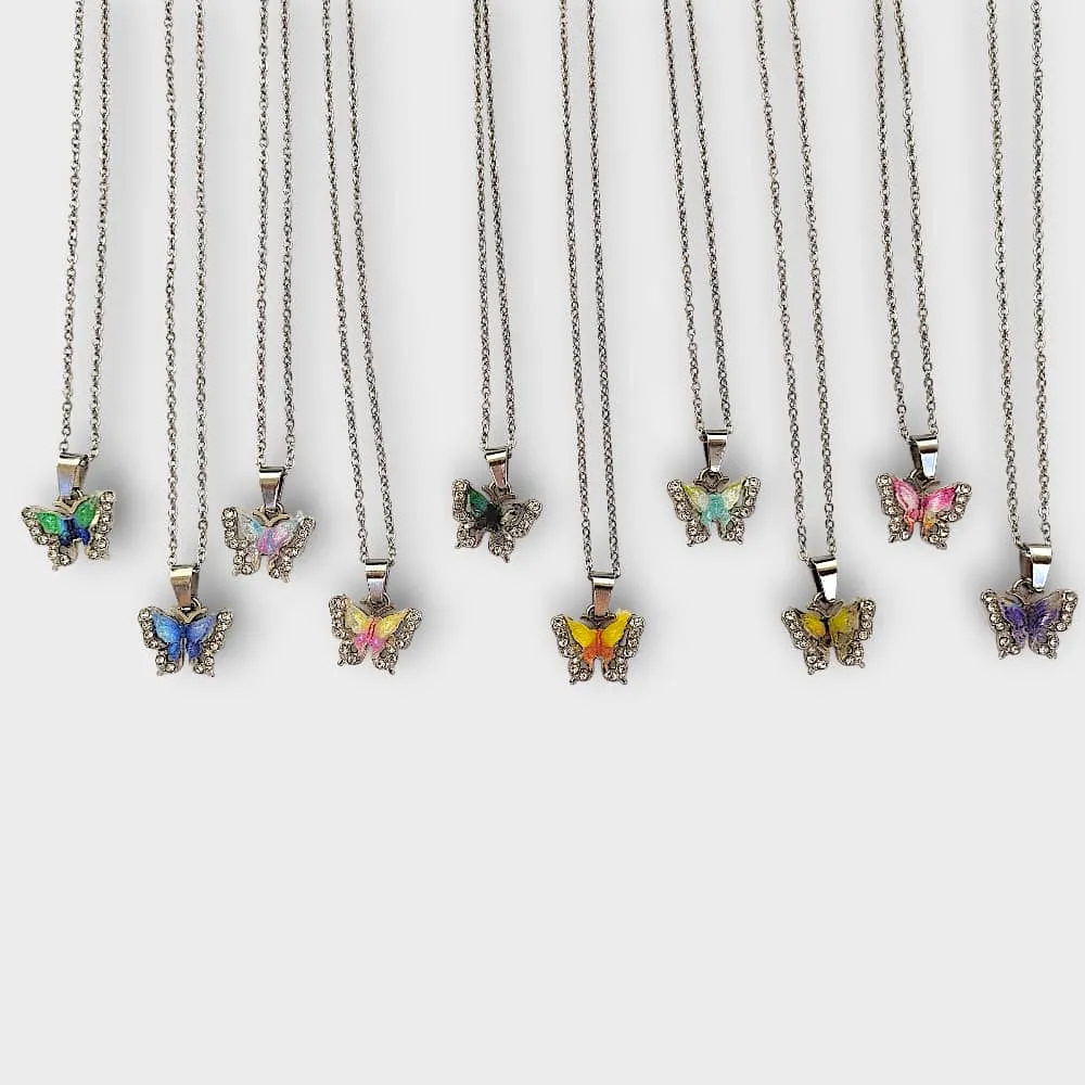Collar Mariposas acero inoxidable (Azul)